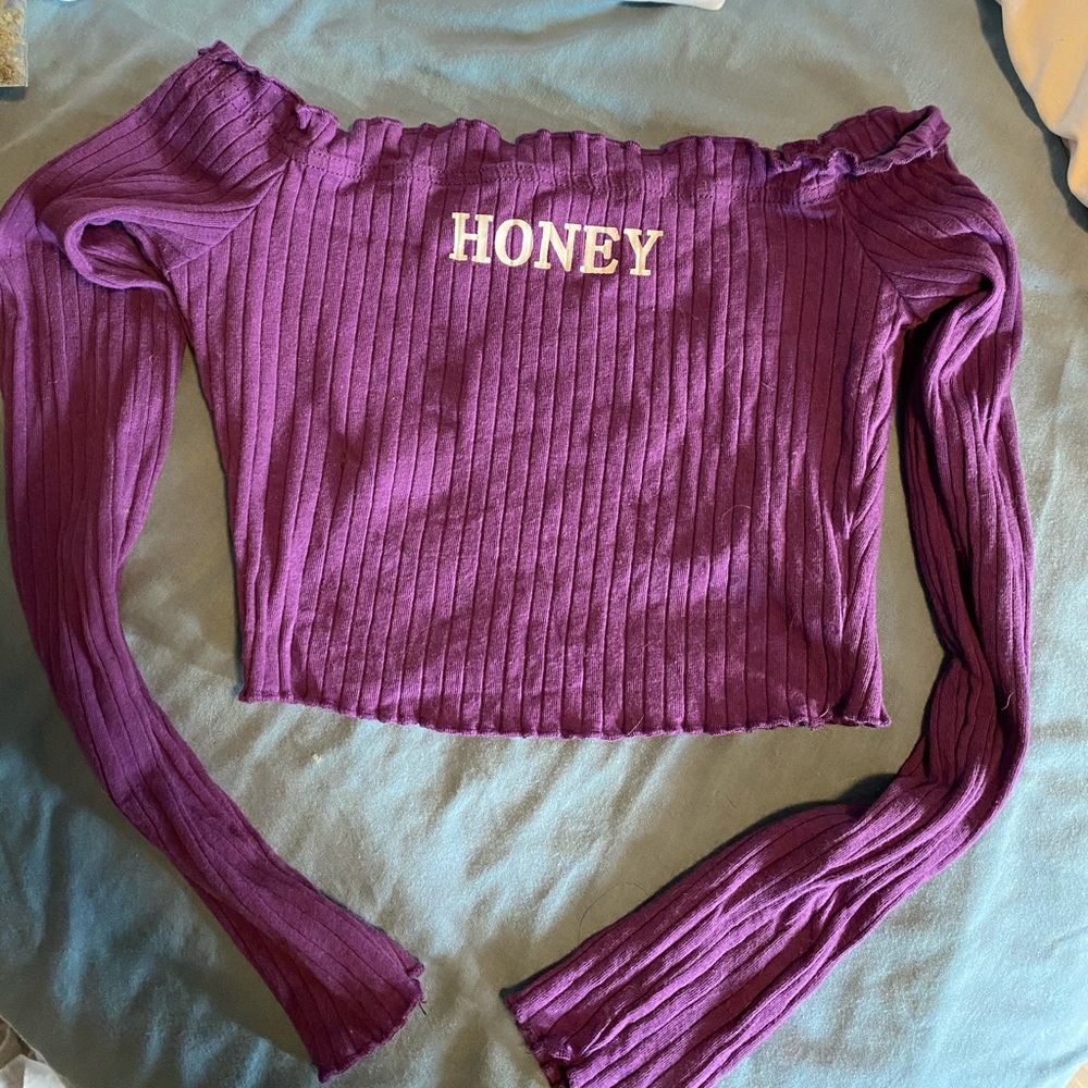 Honey purple longsleeve crop top